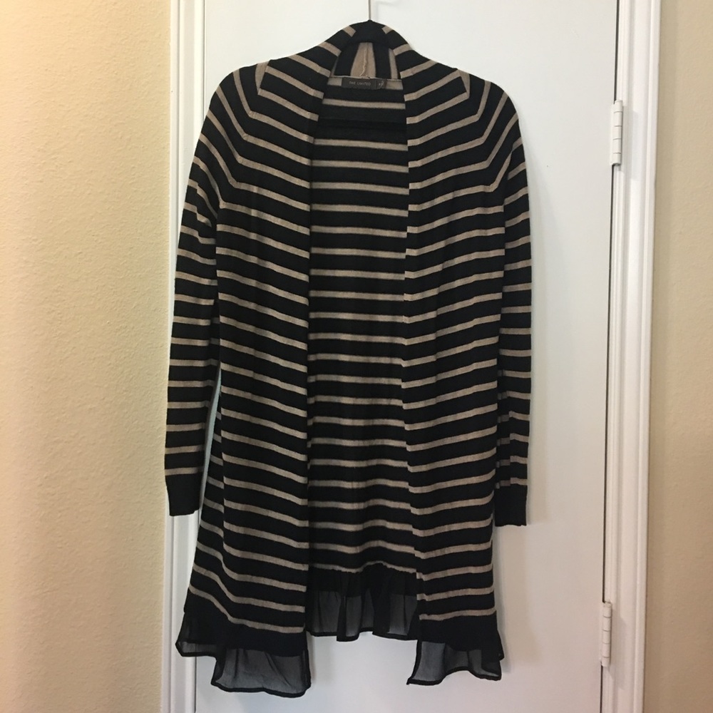 The Limited Black & Tan Cardigan with black lace